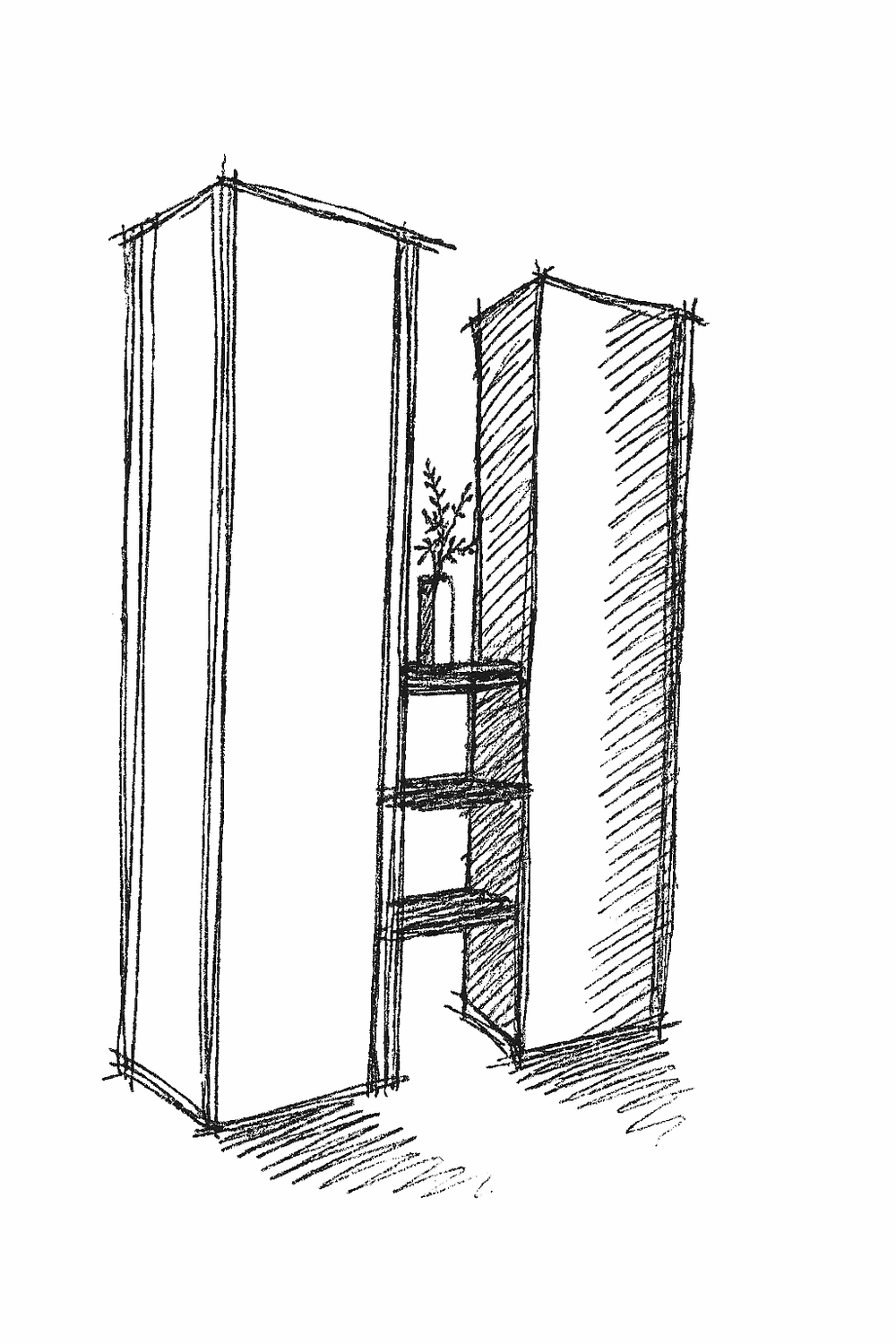 A cabinet design sketch